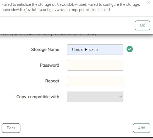 Permission error on Unraid server - Support - Duplicacy Forum